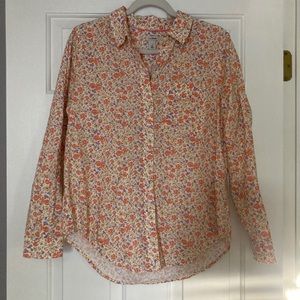 L.L. Bean Vintage Womens Small Floral Button Up Shirt 70s Style Blouse